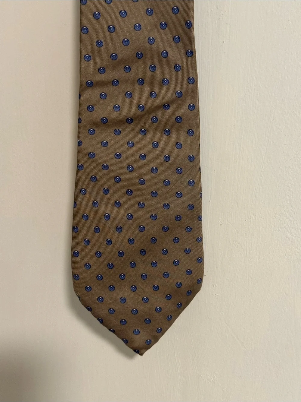 Dior Beige Tie with Blue Dot Pattern